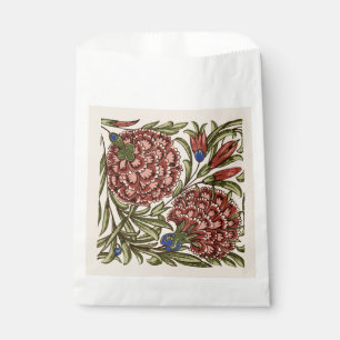Carnation Flower Tile Antique Rustic De Morgan Art Favour Bag