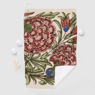 Carnation Flower Tile Antique Rustic De Morgan Art Golf Towel
