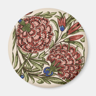 Carnation Flower Tile Antique Rustic De Morgan Art Magnet
