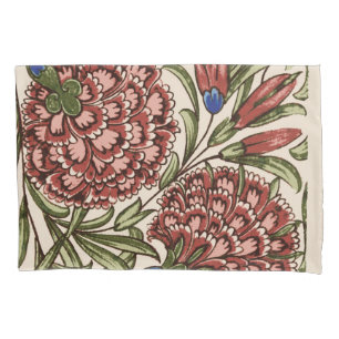 Carnation Flower Tile Antique Rustic De Morgan Art Pillowcase