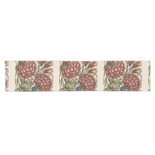 Carnation Flower Tile Antique Rustic De Morgan Art Short Table Runner