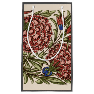 Carnation Flower Tile Antique Rustic De Morgan Art Small Gift Bag