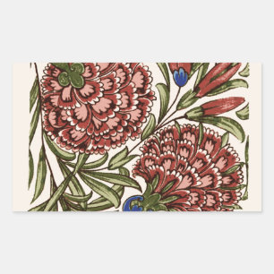 Carnation Flower Tile Antique Rustic De Morgan Art Sticker