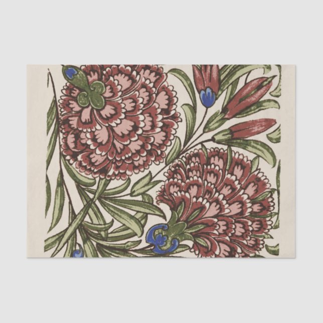 Carnation Flower Tile Antique Rustic De Morgan Art Tissue Paper (Front)