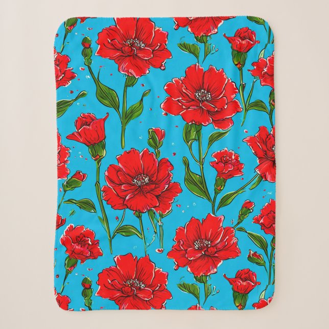 Carnation flowers sherpa blanket (Front)