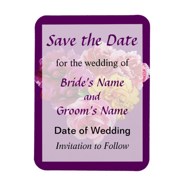 Carnation Heart Mixed Colors Save the Date Magnet (Vertical)