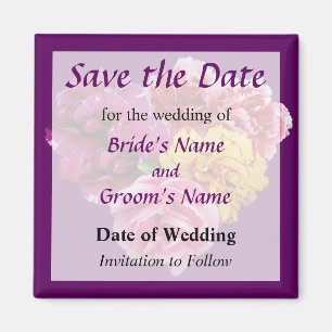 Carnation Heart Mixed Colours Save the Date Magnet