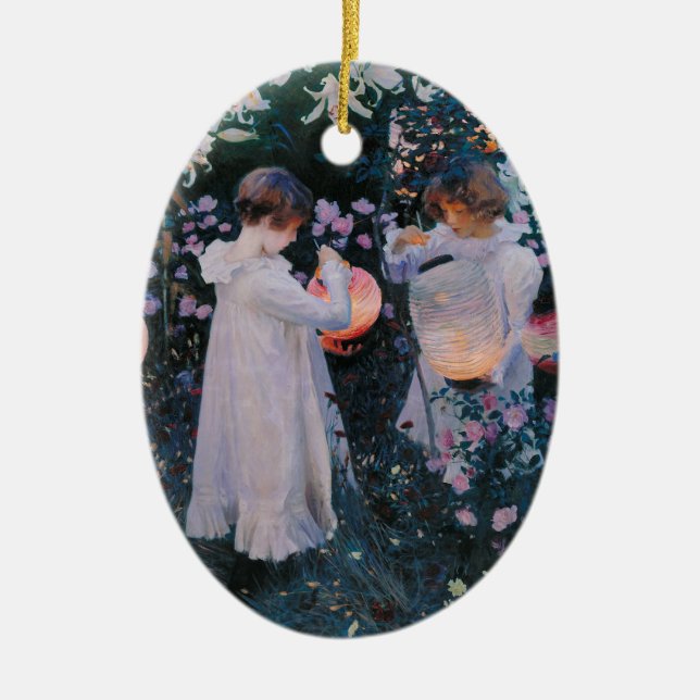 Carnation Lily Lily Rose John Singer Sargent Art Ceramic Ornament (Front)