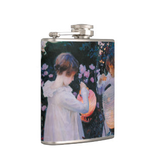 Carnation Lily Lily Rose John Singer Sargent Art Hip Flask
