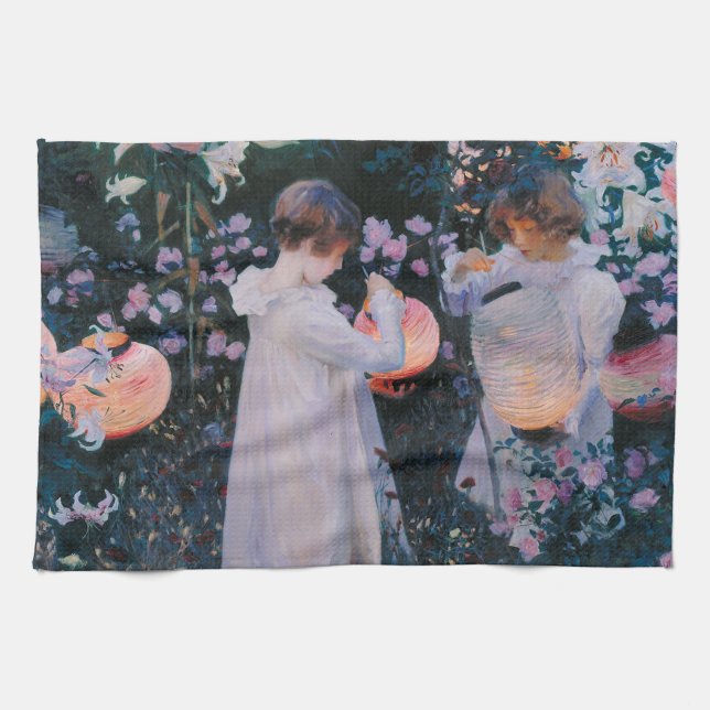Carnation Lily Lily Rose John Singer Sargent Art Kitchen Towel (Horizontal)