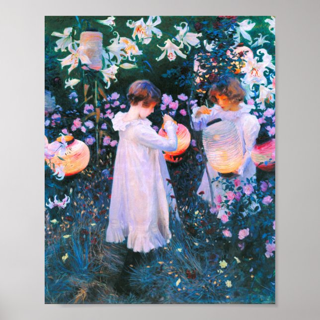 Carnation, Lily, Rose Painting by John Singent Poster (Front)