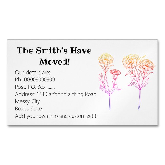 Carnation New Details Magnetic Business Card (Front)