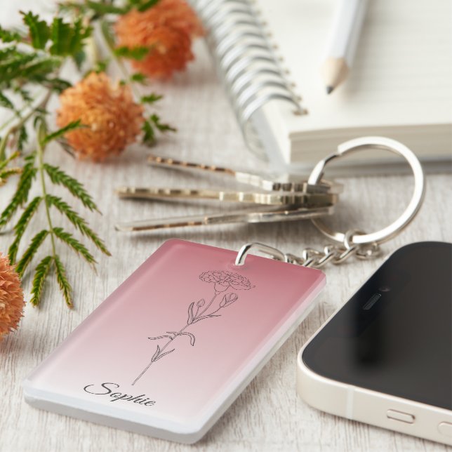 Carnation personnalisée de fleur de naissance de j (Devant droit)