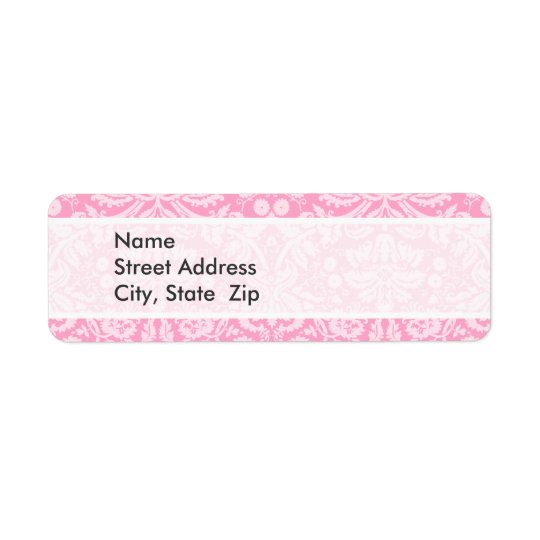 Carnation Pink Damask Pattern Return Address Label