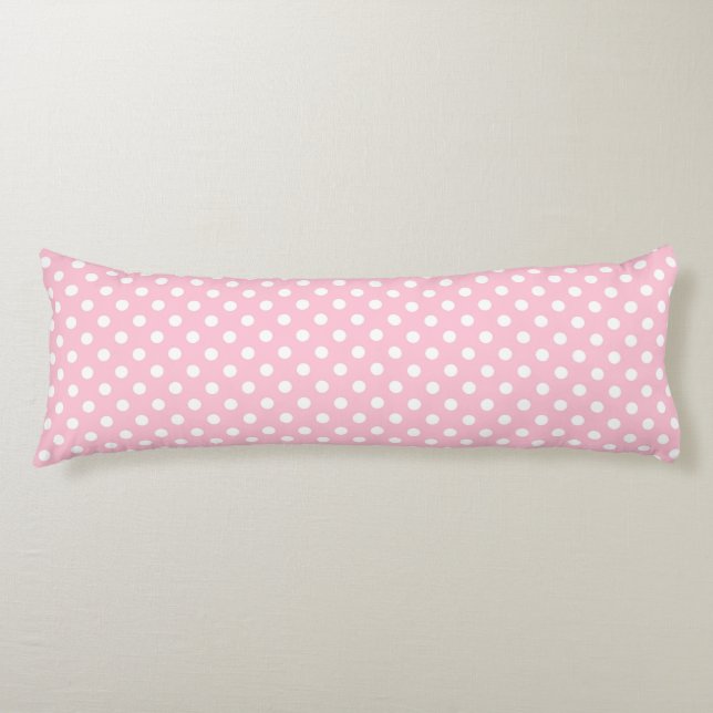 Carnation Pink Polka Dot Pattern Body Pillow (Front)