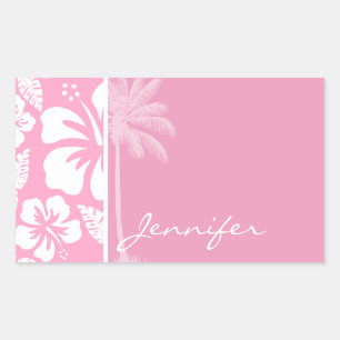 Carnation Pink Tropical Hibiscus; Summer Palm Sticker