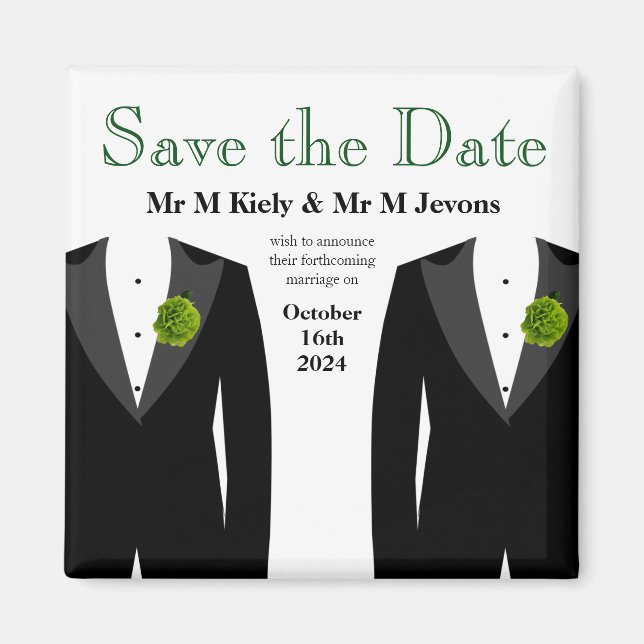 Carnation Verte Sauvegarder La Date Aimant Mariage (Devant)