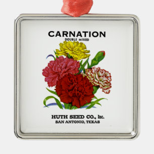 Carnation Vintage Seed Packet Metal Ornament
