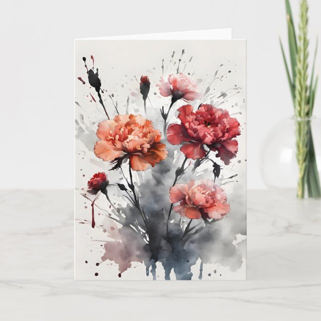 Carnation - Watercolor flowers Card (Front)