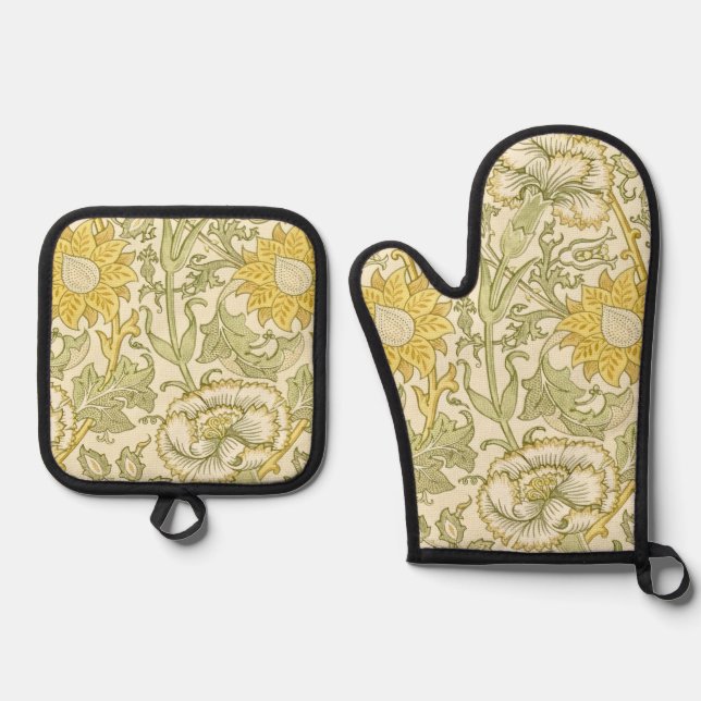 Carnation, William Morris Oven Mitt & Pot Holder Set (Front)