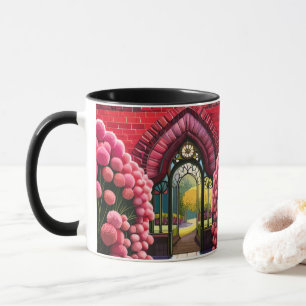 Carnations Adorn Gate: Welcome to Secret Garden Mug