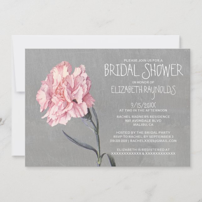 Carnations Bridal Shower Invitations (Front)