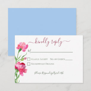 Carnations & Forget Me Nots Wedding RSVP Card