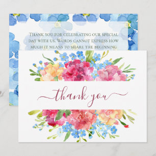 Carnations & Forget Me Nots Wedding Thank You Card