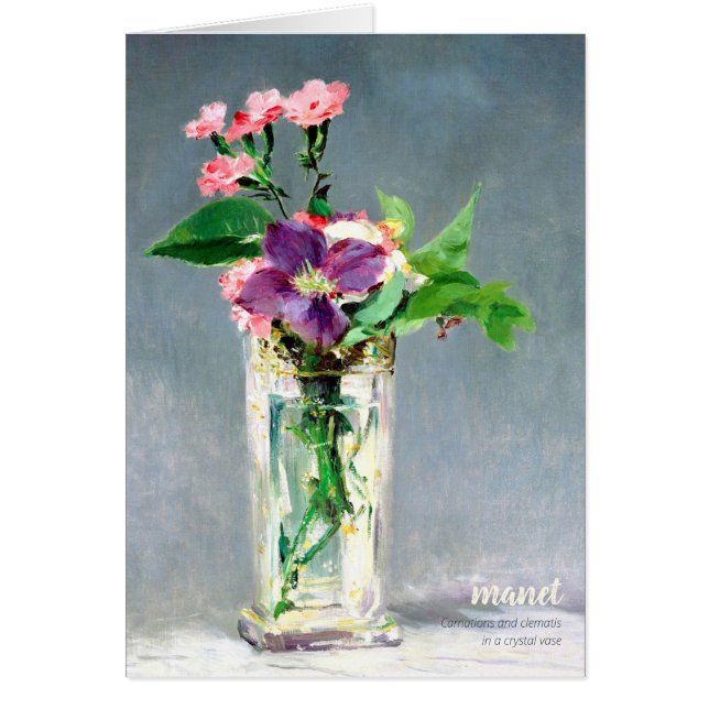 Carnations Manet clematis Carte de voeux Floral (Devant)