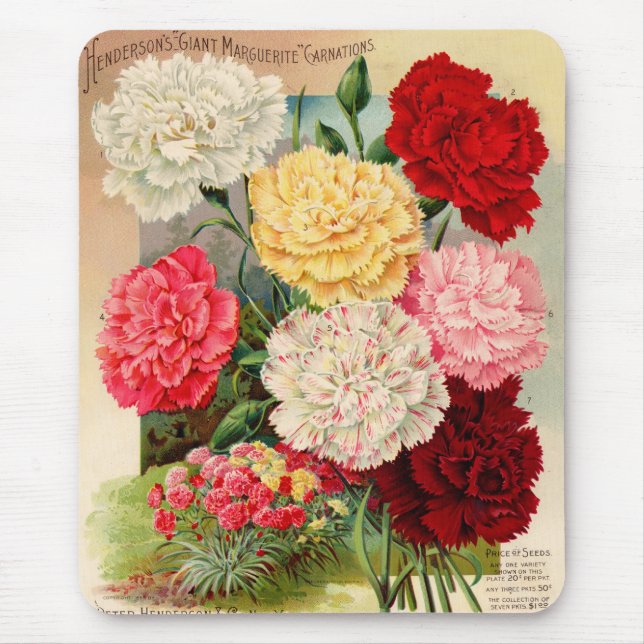 Carnations Seed Packet Mousepad (Front)
