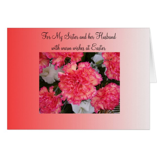 Carnations Soeur Et Mari Carte Pâques (Devant horizontal)
