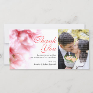 Carnatios roses Carte de remerciements photo perso