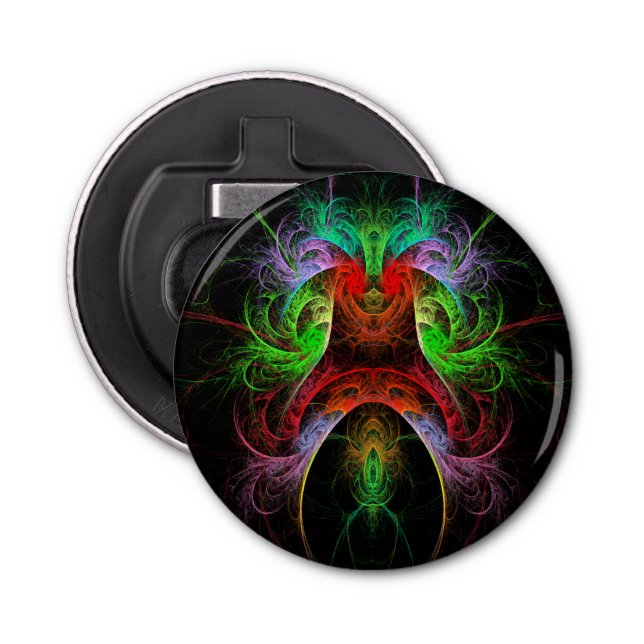 Carnaval Abstract Art Button Bottle Opener (Front)