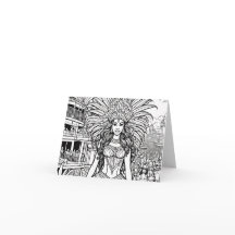 Carnaval au Brésil Colorier carte à billets vierge