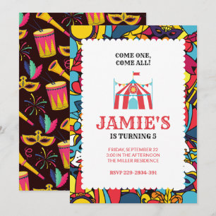 Carnaval Cirque Pary Anniversaire Invitation
