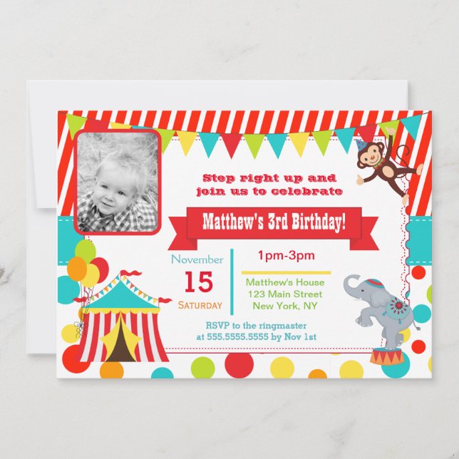 Carnaval de cirque - Photos Invitations à la fête  (Devant)