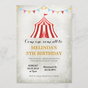 Carnaval de cirque pour enfants Invitations d'anni