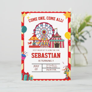 Carnaval Invitation d'anniversaire, Cirque Anniver
