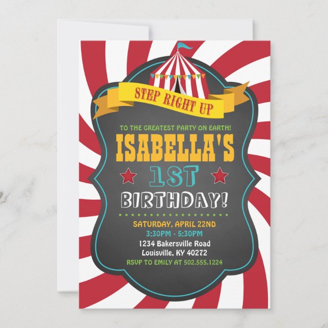Carnaval ou cirque Anniversaire Fête Invitation (Devant)