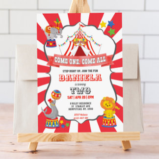 Carnaval Red Circus Invitation d'anniversaire