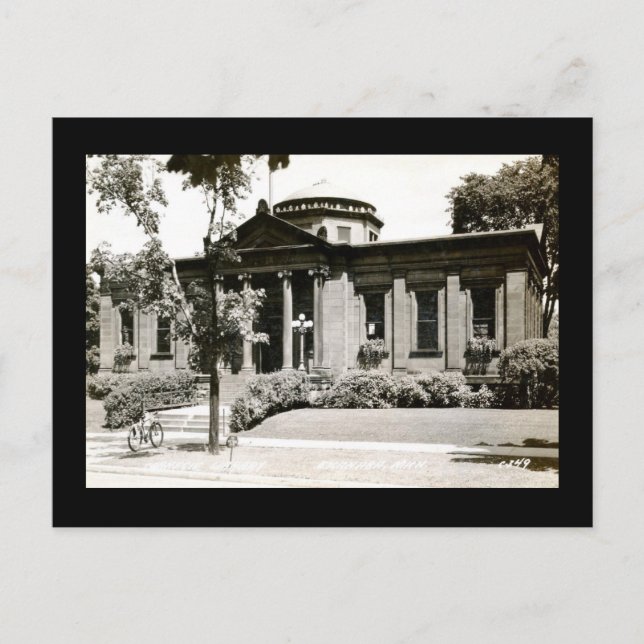 Carnegie Library, Escanaba, Michigan Vintage Postcard (Front)