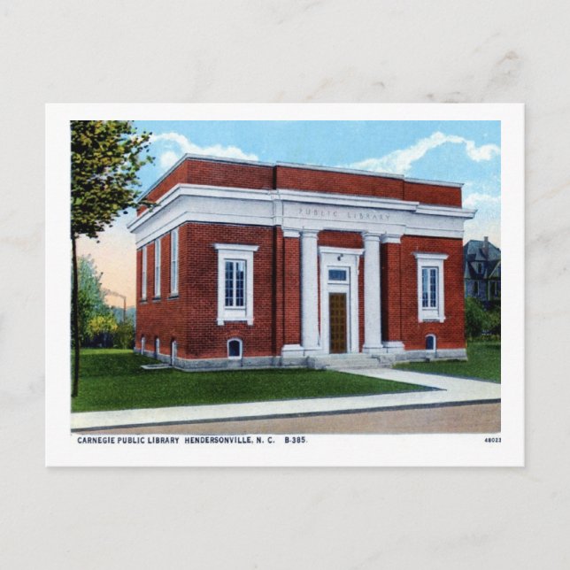 Carnegie Library, Hendersonville NC Vintage Postcard (Front)