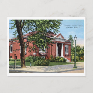 Carnegie Library, Sturgis, Michigan Vintage Postcard