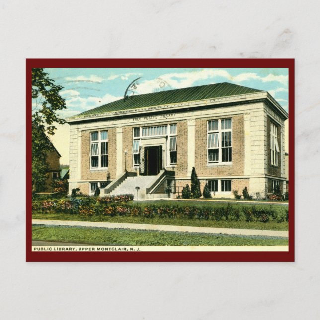 Carnegie Library, Upper Montclair NJ Postcard (Front)