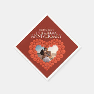 Carnelian 17th wedding anniversary custom photo napkin
