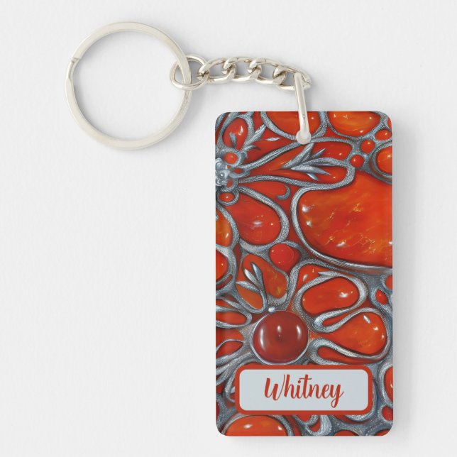 Carnelian and Silver Inspired Keychain (02) (Front)