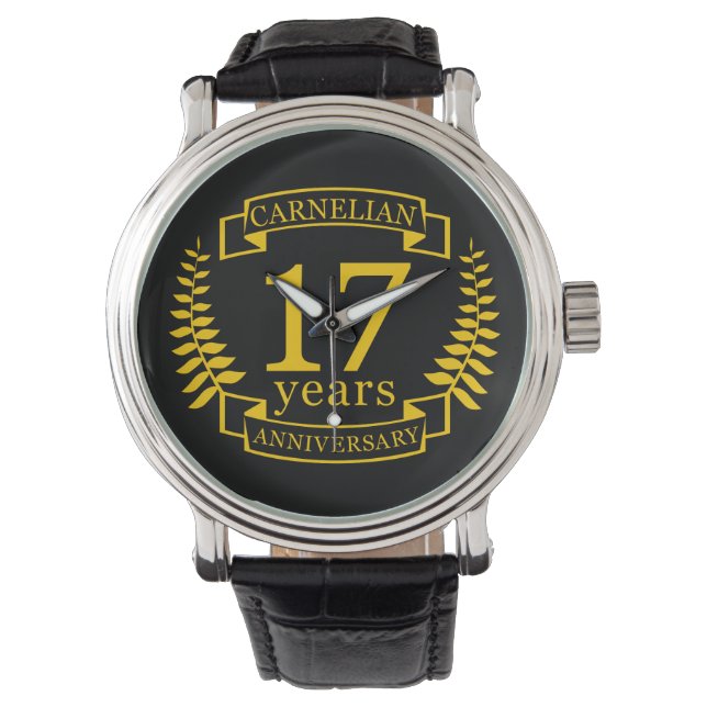 Carnelian Gemstone wedding anniversary 17 years Watch (Front)