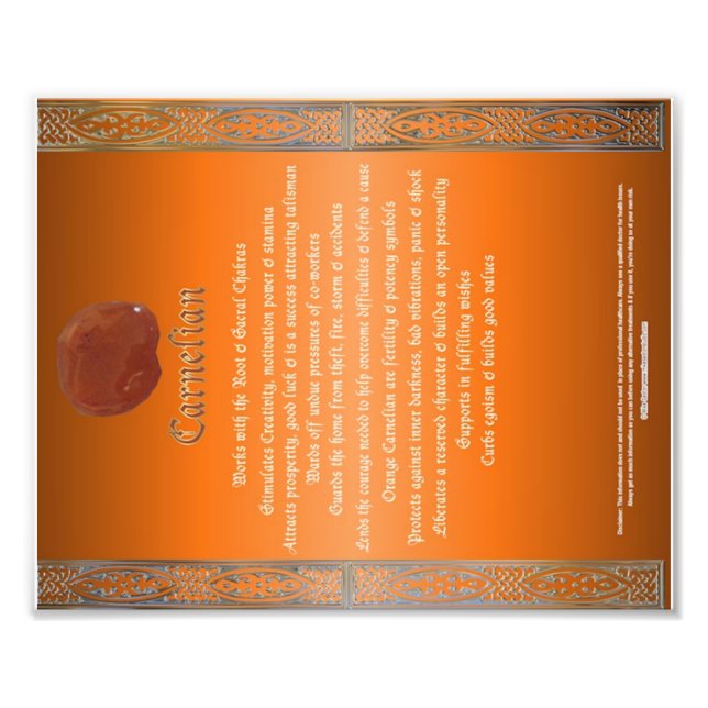 Carnelian Properties Chart Photo Print (Front)