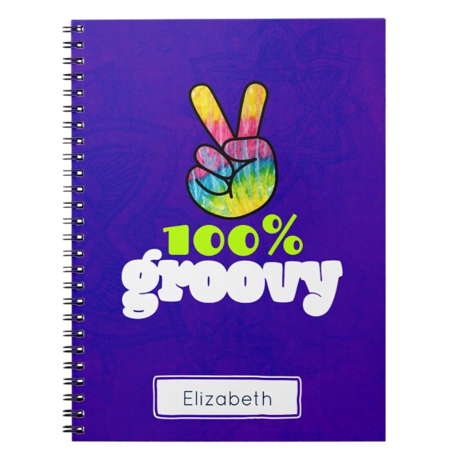 Carnet 100% Super Arc-en-ciel avec la paix main signe uni (Devant)