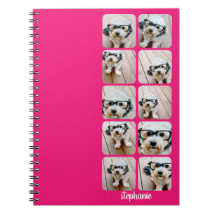 Carnet 10 Photos tendance - rose chaud et nom de script m